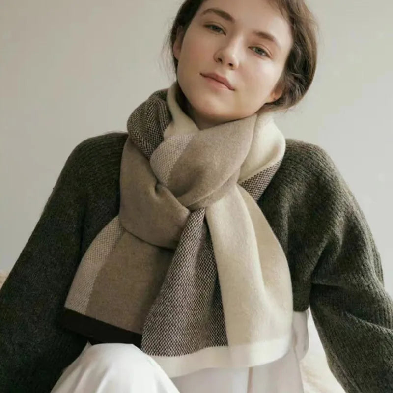 Écharpes en cachemire pour femme, écharpe chaude en tricot, châle simple et tendance, idéal pour les déplacements en voiture ou en hiver