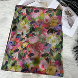 Rosa Grün Winter Langer Seidenschal Acessories Marke Blumenmuster 100% Seidenschal Sommer Strand Seidenschal Hijab Schal Bufanda