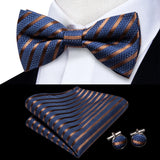 Hi-Tie Jacquard Silk Nœud papillon pour homme, ensemble de boutons de manchette et mouchoir, nœud papillon pré-noué, noir, blanc, gris, bleu, rouge, vert, rose, violet