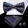Hi-Tie Jacquard Silk Nœud papillon pour homme, ensemble de boutons de manchette et mouchoir, nœud papillon pré-noué, noir, blanc, gris, bleu, rouge, vert, rose, violet