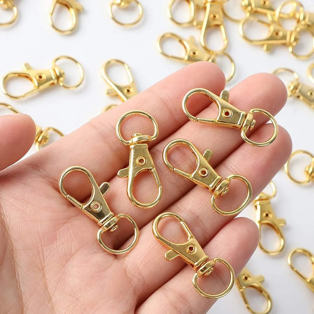 Lot de 100 mousquetons pivotants pour porte-clés, mousquetons à mousqueton pour porte-clés, bijoux, loisirs créatifs