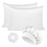 Luxury 4PCS/LOT 2 Pillowcase Hair Scrunchie Night Hat Set Fashion Imitation Silk Satin Pillowcase Sleep Set tool Silkly Cap