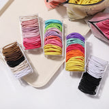 Lot de 50 bandeaux élastiques en caoutchouc pour cheveux, style macaron, très élastiques, durables, pour queue de cheval haute, pour femmes et enfants