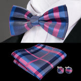 Hi-Tie Marque Soie Pré-noué Homme Nœud Papillon Mouchoir Boutons de Manchette Ensemble Nœud Papillon pour Homme Jacquard Solide Cachemire Floral Mariage Cadeau d'Affaires