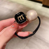 Élastiques à cheveux en perles pour femmes et filles, motif lettre M, corde à cheveux exquise, antidérapante, accessoires pour queue de cheval
