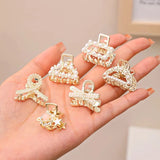 Lot de 6, 8 ou 10 petites pinces à cheveux géométriques en métal avec perles et strass pour femmes et filles