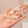 Lot de 6, 8 ou 10 petites pinces à cheveux géométriques en métal avec perles et strass pour femmes et filles