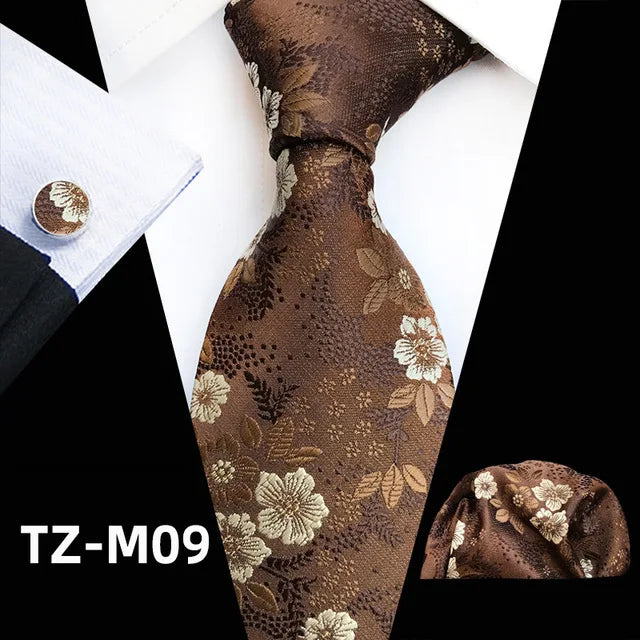 Ensemble de cravates en soie rose floral pour hommes, ensemble de cravates de fête de mariage, mouchoir, broche, boutons de manchette, accessoires pour hommes de haute qualité Gravata