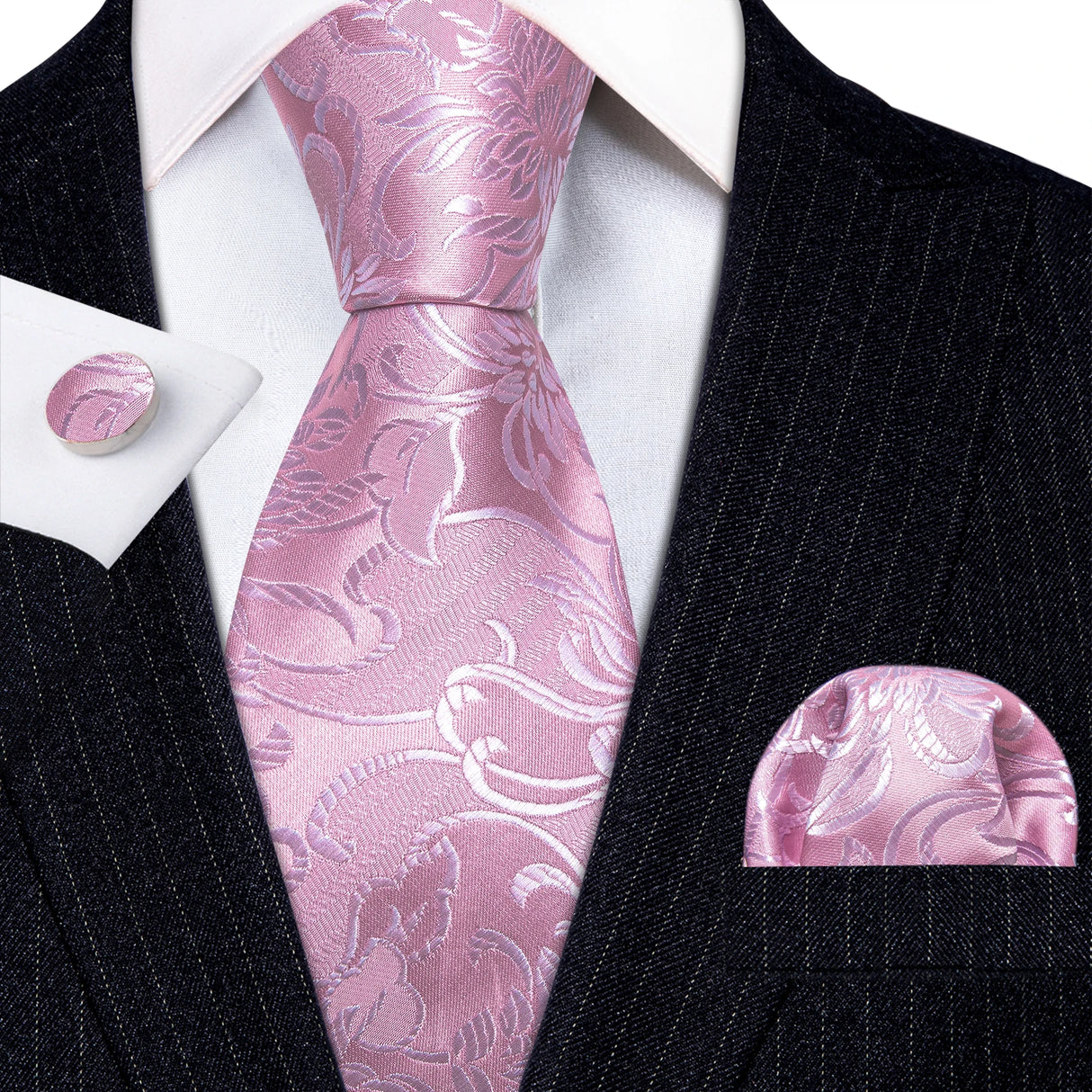 Ensemble élégant de cravates et boutons de manchette en soie à fleurs multiples pour homme, cravate jacquard à fleurs pour mariage, entreprise, fête, événement, Barry.Wang