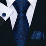 Cravate de luxe pour homme, ensemble de boutons de manchette et mouchoir en soie à rayures rouges, style business, Barry.Wang, accessoire tendance pour mariage, fête, décontracté