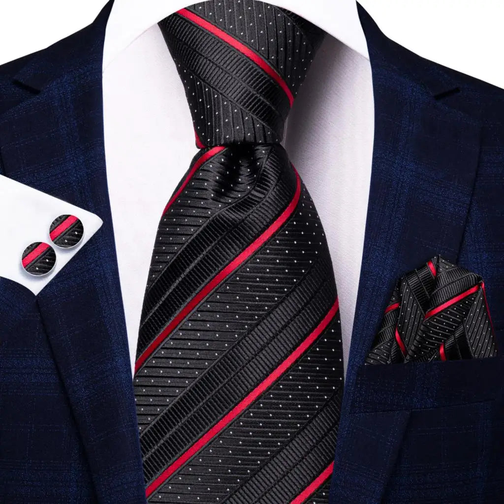 Hi-Tie Coffret cadeau cravate homme vin rouge bordeaux cachemire soie mariage cravate pour homme design tendance qualité mouchoir boutons de manchette livraison directe