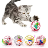 1pc Cat Toy Stick Feather Wand With Bell Mouse Cage Toys Plastic Artificial Colorful Cat Teaser Toy Pet Supplies Random Color
